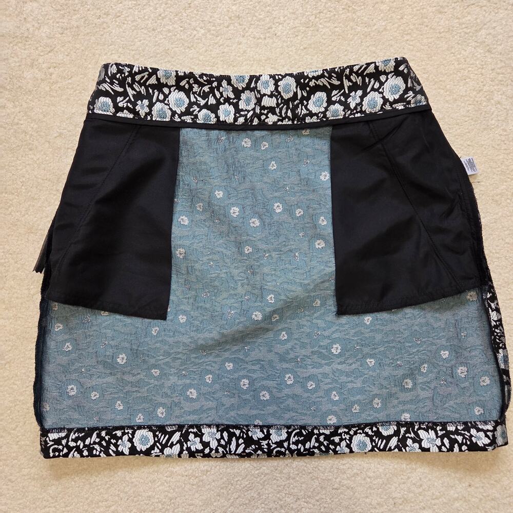 Ann Taylor Loft 2 Jacquard Floral Straight Pencil Mini Skirt Blue, Silver Black - Picture 5 of 11